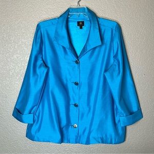 JM COLLECTION WOMENS TEAL JACKET